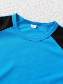 Set da 5 pezzi Magliette sportive a maniche lunghe con scollo rotondo, in tessuto a rete e inserti, adatte per ragazzi dai 7 agli 11 anni, per fitness, ciclismo, tennis, sport casual