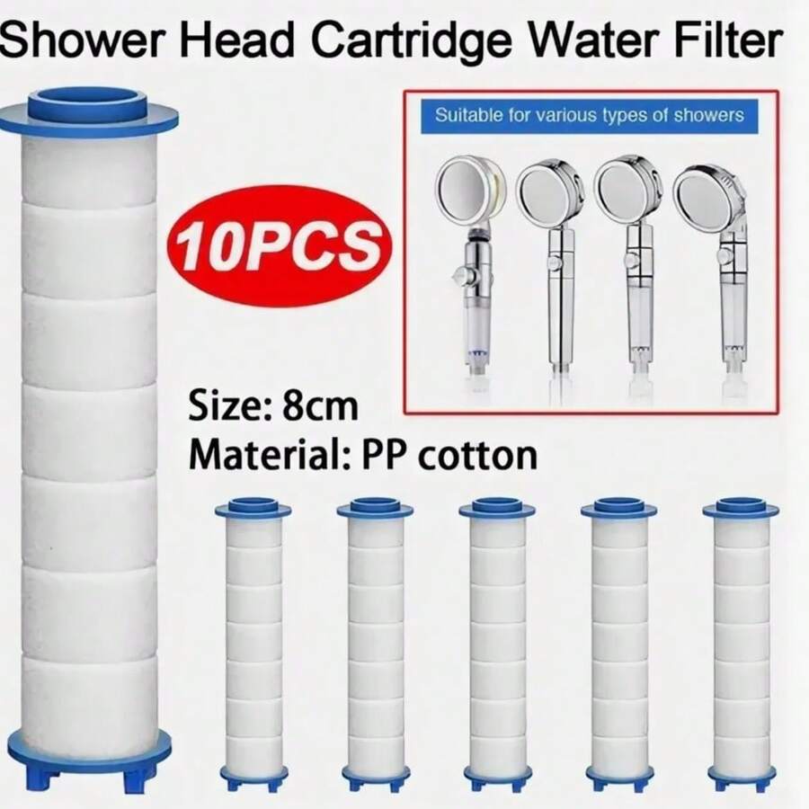 10pcs Shower Head Filter Cartridges - Cleaner Water Healthier Living, White, Micro-Sediment Impurities Filtered, Fits Ordinary Showers, Beginning Use After 2 Days, Rust-Free Clear Water, Shower Water Filter | Transparent Design | Sediment Filter Cartridge