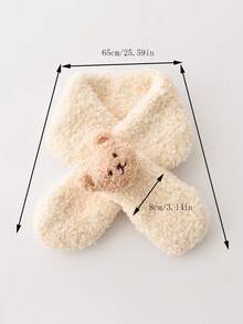 1pc Kids Winter Scarf, Toddler Thick Warm Fleece Neck Warmer, Cute Bear Design, Windproof For Outdoor, Suitable For 2-8 Years Old - Plush Bear Scarf - View 3