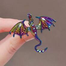1PC Colorful Enamel Dragon Brooch With Rhinestones, Mythical Creature - Shaped Pin For Women's And Men's Dress/Coat/Sweater Corsage Accessory - Multicolor - View 7