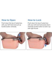 1pc All-In-One Salad Container - Large Salad Bowl, Bento Box Tray, Leak-Proof Dressing Container, Sealed Lid, Adult Healthy Lunch Fork; Dishwasher/Microwave Friendly, Kitchen, Christmas Gift - Multicolor - View 4