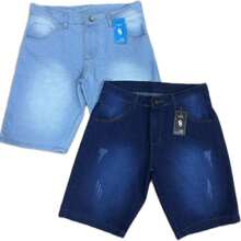 Kit 4 Men's Bermuda Jeans, Worn And Mustache, Black, Dark, Light, Premium, Various Washes With Elastane - 霧霾藍 - 查看 5