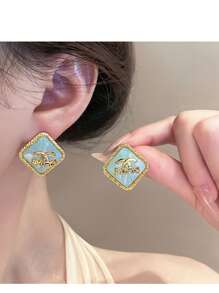 1 par de pendientes únicos de temperamento Unique Asymmetrical - Joyería de declaración de alta calidad para mujeres
