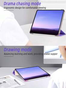 1pc Solid Color Tri-Fold Purple Letter & Butterfly Painted Flat Tablet Case With Kickstand, PC Hard Back Cover, Thin & Lightweight, Magnetic Sleep/Wake, Compatible With IPad Mini4/Mini5/Mini6/Mini7/Air1/Air2/9.7/10.2/10.5/Air4/Air5/10.9/Pro11/10th/Air 11-In.(M2)-2024/Pro 11-In.(M4)-2024/IPad Air 11-Inch (M3) 2025/IPad (A16) 11 Inch 11th Generation 2025, Does Not Include Stylus