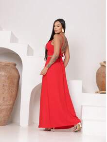 Conjunto Feminino Saia e Cropped com Bojo Tecido Duna Liso Forrado Novidade Confortáve