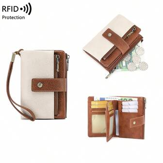 New RFID Blocking Women/Men Short Wallet Multi-Functional Tri-Fold Retro Coin Purse Large Capacity Vintage Style Wallet For Card/Cash/ID/Travel Essentials Durable Design For Women Wallet Mini Wallet Purse Wallet Small Wallet Cute Wallet RFID Wallet