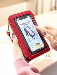 FOREVER MIYIN 触摸屏手机包字母图案手机钱包带拉链和可调节肩带时尚 PU 钱包手机壳手拿包手机套垂直钱包带卡槽轻便现代商务信用卡身份证现金商务休闲教师节教师礼物工作商务通勤旅行度假 - 彩色 - 查看 5