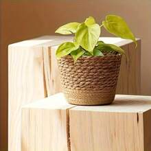 Zazumi 1pc/3-Size Set New Nordic Style Natural Seagrass Woven Planter Pot, Rattan Plant Pot, Home Decor Flower Basket, Multi-Function Garden Planter Basket - Multicolor - View 8