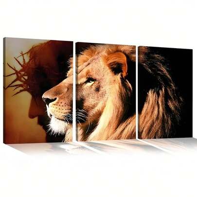 Quadro Decorativos Jesus e o Leão Pintura Decorativa De Paisagens Domésticas Sala De Estar