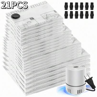 12 Piezas/ 21 pizeas  Bolsas de Almacenamiento de Vacío con Bomba Eléctrica,Bolsas de Compresión que Ahorran Espacio, (2Gran's Extra/3Grande/3Mediano/4violín),Bolsa Compresión al Vacio Ropa Viaje,Reutilizable Almacenamiento Estacional Guardar Cobija Edredone,Almohada