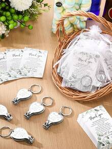 60Pcs/20Sets Wedding Heart Multi Function Bottle Opener Nail Clipper Wedding Favors Wedding Cards White Organza Bags Wedding Souvenir For Guests Wedding Party Supplies Bridal Shower Gift - Nhiều màu - Xem 2