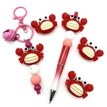 5/25/30 件可爱 3D 螃蟹和龙虾硅胶珠 - 红色和白色海鲜装饰，适用于 DIY 工艺品、钥匙扣、笔饰、项链吊坠 - 送给海滩爱好者、螃蟹和龙虾爱好者、手工艺术家的完美礼物 - 独特的设计，适合手工艺人的有趣配饰 - 龍蝦螃蟹系列 - 查看 14