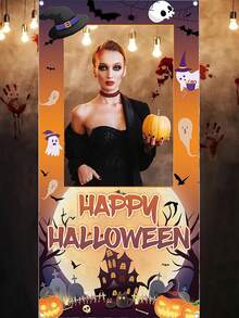 1PC-Halloween Party Decoration Theme Photo Prop Backdrop Indoor And Outdoor Photo Booth Frame For Birthday Party Decor Supplies - Multicolor - View 2