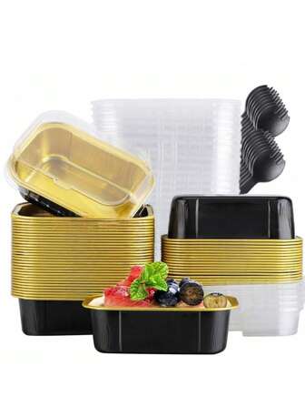 Thickened Aluminum Foil Box, Baking Aluminum Foil Paper Box, Air Fryer Tin Foil, Aluminum Foil Bowl, Pudding Cup, Oven, Basque - Metal Foil Paper Cupcake Liner, Suitable For Cheesecakes And Party Use.