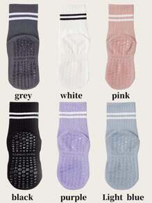 10 Pairs Non-Slip Pilates Socks, Women's Pilates Non-Slip Socks, Pilates Sticky Socks, Yoga Non-Slip Socks, Black White Pink Sports Socks - Multicolor - View 5
