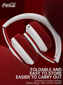 Coca Cola سماعات رأس بلوتوث مزودة بتقنية T05 مشتركة، محركات ديناميكية 40 مم، إلغاء ضوضاء نشط 46 ديسيبل | بلوتوث 5.3 وبطارية طويلة الأمد