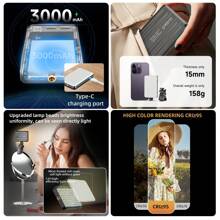 TOKQI Luce selfie ricaricabile RGB - Dimmeraggio multi-livello RGB e luminosità regolabile, 120 LED con molletta anteriori/posteriori per riempire video, conferenze, vlog, illuminazione per il trucco - compatibile con smartphone, tablet, laptop, fotocamere