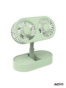 AOYI 1 件 USB 可充电迷你桌面双风扇，带可扩展和 3 档可调功能，附带充电线 - 彩色 - 查看 9