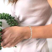 Crysdue Wedding Bridal Link Bracelet Brides Bridesmaids, Marquise Cubic Zirconia Tennis Bracelets Women Prom Jewelry - C_金色 6.69-8.27英寸 - 查看 9