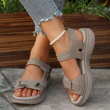 Women Flat Comfortable Sandals Open Toe Summer Adjustable Fashion Dress - 米色 - 查看 1