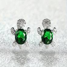 1Pcs Pair Of Cute Turtle Stud Earrings, With Synthetic , No Electroplating And Anti-Allergic, A Variety Of Color Choices, Women's Exquisite Jewelry Gifts, Birthdays, Anniversaries And Festivals, Turtle Earrings, Holiday Accessories, Playful Single Item, Shining Effect, Faceted - 多色的 - 查看 6