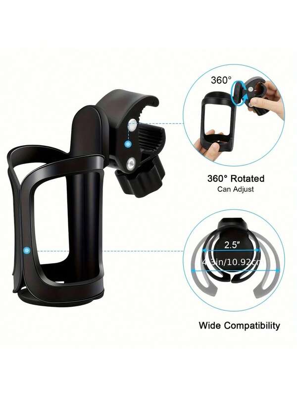 1pc/2pcs 360 Degree Rotating Safety Universal Cup Holder, Suitable For Bicycles, Handcarts, Mountain Bikes, Plastic Adjustable Clamping Installation, Fixes Sports Water Cups Without Tools, Stable Anti-Slip Design, Bicycle Accessories, Fashionable, Simple, Perfect Gift For Outdoor Sports, Cycling, Fashionable High Conversion Keywords, Modern, Minimalist, Easy To Use, , Practical, Must-Have Cycling Accessory, Holiday Gift, Christmas, Everyday Use.