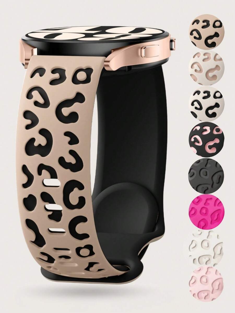Dây đeo da báo khắc họa tiết hoa hai tông màu 20mm tương thích với Samsung Galaxy Watch 7 6 5 4 40mm 44mm/5 Pro/6 Classic 47mm/ Watch 4 Classic/Active 2, 45mm/Galaxy Active 2/Galaxy Watch 3/Watch 4 Classic 42mm 46mm Watch 6 47mm 43mm - 20mm - Xem 1