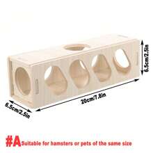 1pc Wooden Hamster, Gerbil, Golden Hamster Toy House, Hideout Tunnel, Climbing Game House, Suitable For Small Animal Villa Stairs - Multicolor - View 17