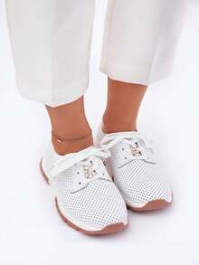 Women's Breathable Casual Solid Color Walking Sneakers - White - View 4
