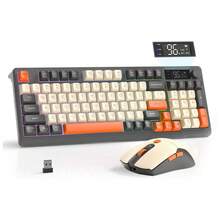 ATTACK SHARK T96无线键盘鼠标套装，智能显示屏和旋钮，蓝牙/2.4GHz双模，彩虹LED背光，94键可充电键盘，带无线电脑鼠标 - 彩色 - 查看 11