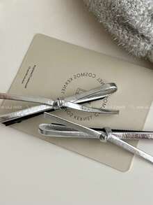 2pcs Women's Blue Bow Denim Effect Elegant Fashion Daily Wear Hair Clips Claw Clips Hair Claws Hair Barrettes, School Stuff, College, Bows, Cute, Hair Accerssories