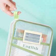 A4 Zip File Bags -3 Layers Of Gauze, Transparent Nylon File Storage Box With Colored Handles, Perfect For Student Exams, Books, Office Supplies, And Document Organization. Nylon File Organizer, Paper Storage Organizer,For School Supplies,Back To School