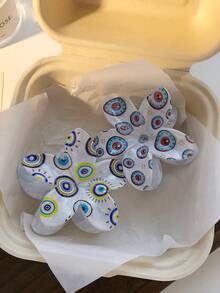 1 Stück/6 Stück Set mit witzigem Augen-Muster, Blumen-Dekor Haarclips, Damen Lässig Fashion interessante Haarspangen, Alltags Lässig Stil Haarzubehör elegante Spangen, Schulsachen, College