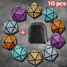 D-N-D 多面骰子（100 个）带骰子袋，兼容 D&D RPG MTG 角色扮演桌面游戏（D20 骰子，10 种颜色 - 100 个） - 彩色 - 查看 20