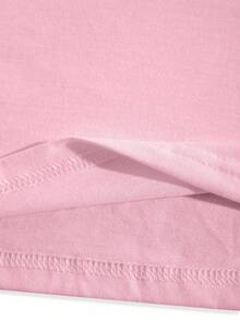 Women's Casual Summer Holiday Ocean Creature & Letter Print Plus Size T-Shirt - Pink - View 6