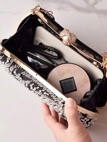 包包，女士包包，偏爱包包，女士晚宴包，重工，串珠旗袍包，年会婚礼新娘手拿包。 - 黑色 - 查看 3