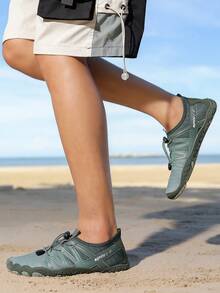 男士户外沙滩度假凉鞋，白色，防滑，透气，速干，抽绳设计，橡胶鞋底，适合室内健身、跑步、涉水 - 軍綠色 - 查看 5