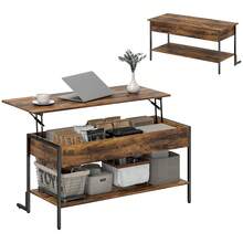 HOMCOM Lift Top Coffee Table With Storage, Soft Close, Industrial ...