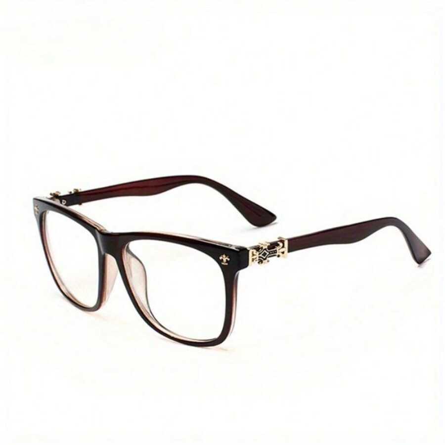 Fashion Retro Square Large Frame Glasses, Elegant & Simple, Fashionable Slim-Look Eyewear For Men And Women, Student Photo Prop Accessories Christmas Gift - 酒紅色 - 查看 1