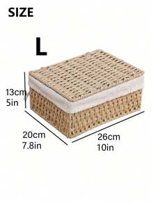 3pcs/2pcs/1pc Woven Storage Basket With Lid, Suitable For Storing Cosmetics, Keys, Snacks, Applicable For Living Room, Hallway, Home Decor, Craft Box, Wedding Gift Basket, Suitable For Back To School Season - Apricot - View 9