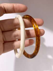 1/4 chiếc Vòng tay nhựa mỏng không đối xứng thời trang dành cho nữ, đa năng và có thể xếp chồng lên nhau - vòng đeo tay - Xem 6