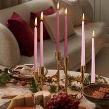 4 件 10 英寸多色柱状蜡烛，无烟无味，燃烧时间长，创意蜡烛，教堂祈祷蜡烛，适用于家居装饰、圣诞节、复活节、生日派对、婚礼、浪漫烛光晚餐、秋季蜡烛季节、放松、石蜡蜡烛、女性礼物 - 粉色 - 查看 7