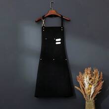 1pc Adjustable Cooking Apron, Unisex Plain Canvas Apron For Kitchen, Chef, Waiter, Barbecue, Hairdresser, Adult Large Pocket Apron, Kitchen Supplies