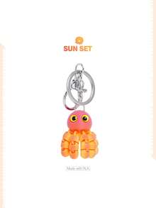 1 件可爱 3D 印花多色渐变大眼章鱼钥匙扣，适合送给朋友、家人、情侣的有趣节日礼物，钥匙扣吊坠