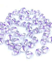 100pcs 9*11mm Transparent Love Heart Acrylic Bead Loose Spacer Beads For Jewelry Making Bracelet Accessories - Màu tím - Xem 1