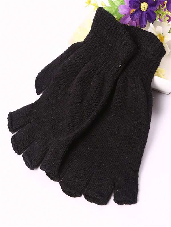3 Paar vielseitige, lässige Halbfinger Handschuhe Einfarbig