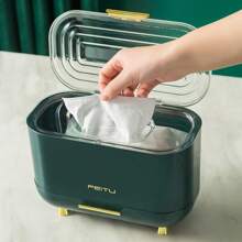 Caja de pañuelos con tapa abatible - Dispensador de toallas de papel de gran capacidad para el escritorio para la sala de estar / Contenedor de almacenamiento doméstico