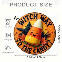 1PC 2D Flat Hanging Decoration Of Candy On The Witch Road - Old Time Halloween Theme, Candy Corn With A Smile, Witch Hat And Autumn Leaves - Perfect For Family, Living Room, Bathroom, Bedroom, Garage, Bar, Cafe - Ideal For Holiday Decoration, Halloween Decoration - Acrylic-round - View 12