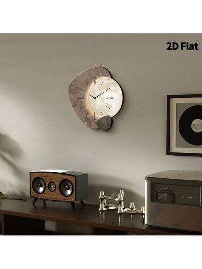 1pc 2D Flat Textured Planetary Blocks Silently Wand Clock, Super Silent Quartz Movement, No Ticking, ating Clocks In Living Rooms, Bedroom, Offices, Kitchens, Cafes, Perfect ative Friends Family Home Room view 9