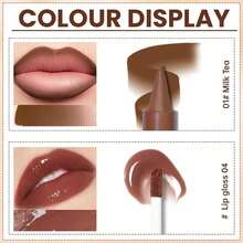 Lip Liner And Gloss Set, Dark Brown Plumping Lip Liner Lip Pencil Moisturizing Lightweight Lip Gloss Lip Combo, High Shine Glossy Lip Tint Lip Stain Makeup Long Lasting Lip Care For Women - 01 nâu nhạt - Xem 5